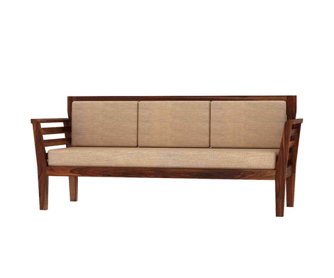 Fusta Solid Sheesham Wood 5 Seater Sofa Set With Coffee Table (3+1+1, Natural Finish)