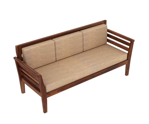 Fusta Solid Sheesham Wood 5 Seater Sofa Set With Coffee Table (3+1+1, Natural Finish)