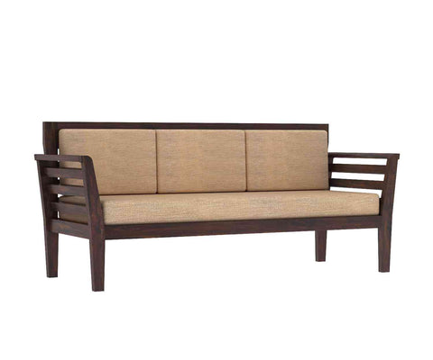 Fusta Solid Sheesham Wood 5 Seater Sofa Set With Coffee Table (3+2, Walnut Finish)