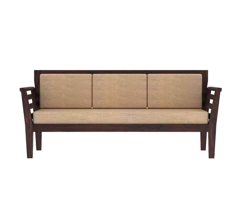 Fusta Solid Sheesham Wood 5 Seater Sofa Set With Coffee Table (3+1+1, Walnut Finish)