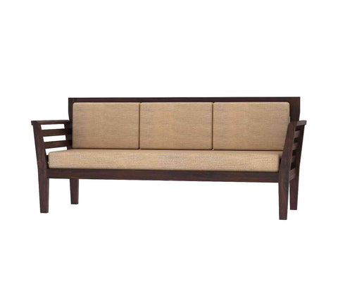 Fusta Solid Sheesham Wood 5 Seater Sofa Set With Coffee Table (3+1+1, Walnut Finish)