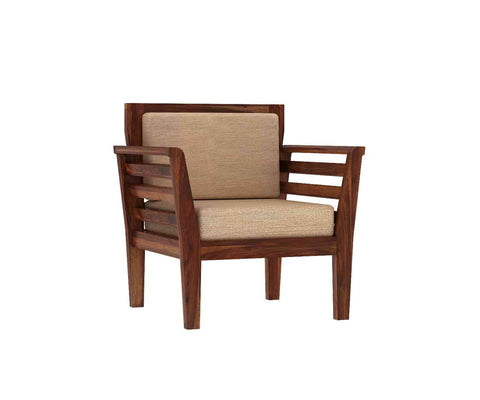 Fusta Solid Sheesham Wood 5 Seater Sofa Set With Coffee Table (3+1+1, Natural Finish)