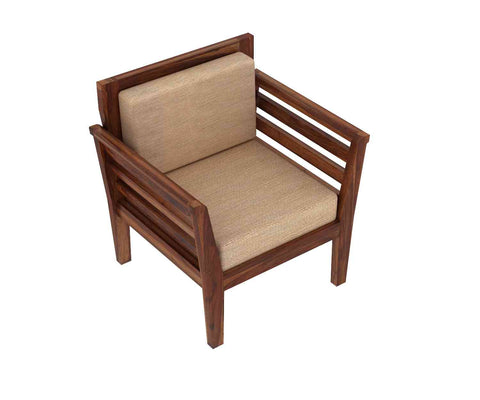 Fusta Solid Sheesham Wood 5 Seater Sofa Set With Coffee Table (3+1+1, Natural Finish)