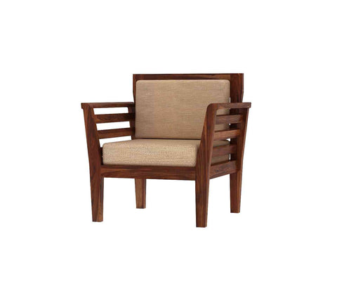 Fusta Solid Sheesham Wood 5 Seater Sofa Set With Coffee Table (3+1+1, Natural Finish)