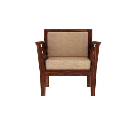 Fusta Solid Sheesham Wood 5 Seater Sofa Set With Coffee Table (3+1+1, Natural Finish)