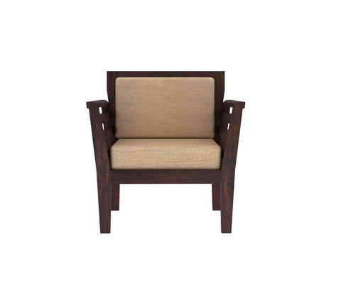 Fusta Solid Sheesham Wood 5 Seater Sofa Set With Coffee Table (3+1+1, Walnut Finish)
