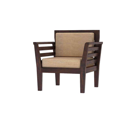 Fusta Solid Sheesham Wood 5 Seater Sofa Set With Coffee Table (3+1+1, Walnut Finish)