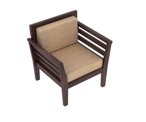 Fusta Solid Sheesham Wood 5 Seater Sofa Set With Coffee Table (3+1+1, Walnut Finish)