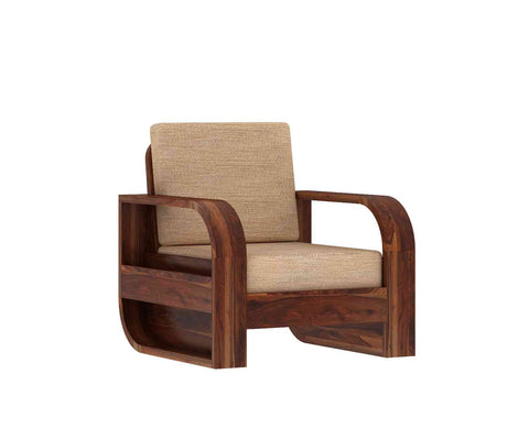 Denzaderb Solid Sheesham Wood 5 Seater Sofa Set With Coffee Table (3+1+1, Natural Finish)