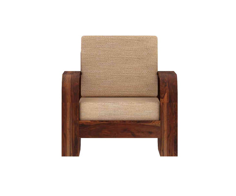 Denzaderb Solid Sheesham Wood 5 Seater Sofa Set With Coffee Table (3+1+1, Natural Finish)