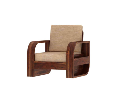 Denzaderb Solid Sheesham Wood 5 Seater Sofa Set With Coffee Table (3+1+1, Natural Finish)