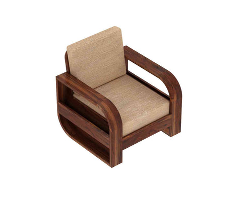 Denzaderb Solid Sheesham Wood 5 Seater Sofa Set With Coffee Table (3+1+1, Natural Finish)