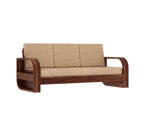 Denzaderb Solid Sheesham Wood 5 Seater Sofa Set With Coffee Table (3+1+1, Natural Finish)