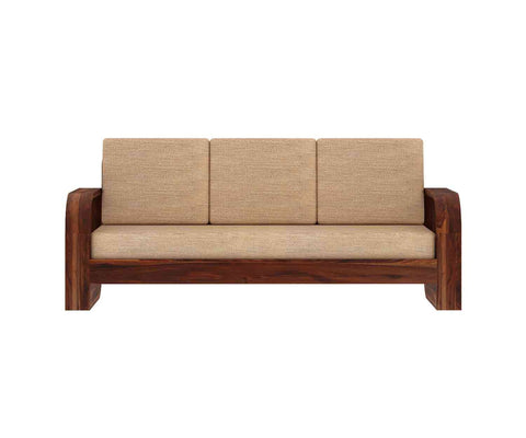Denzaderb Solid Sheesham Wood 5 Seater Sofa Set With Coffee Table (3+1+1, Natural Finish)