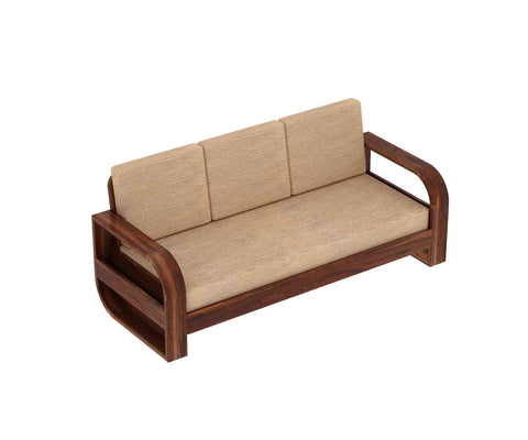 Denzaderb Solid Sheesham Wood 5 Seater Sofa Set With Coffee Table (3+1+1, Natural Finish)