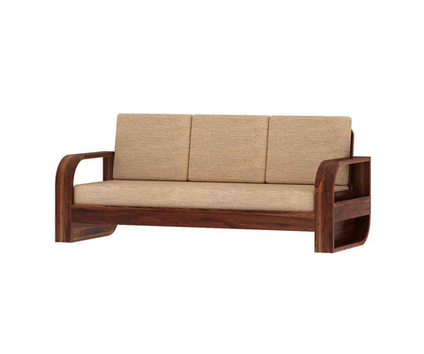 Denzaderb Solid Sheesham Wood 5 Seater Sofa Set With Coffee Table (3+1+1, Natural Finish)