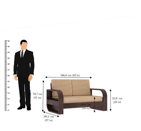 Denzaderb Solid Sheesham Wood 5 Seater Sofa Set With Coffee Table (3+2, Walnut Finish)