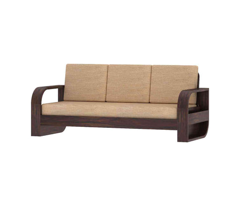 Denzaderb Solid Sheesham Wood 5 Seater Sofa Set With Coffee Table (3+2, Walnut Finish)
