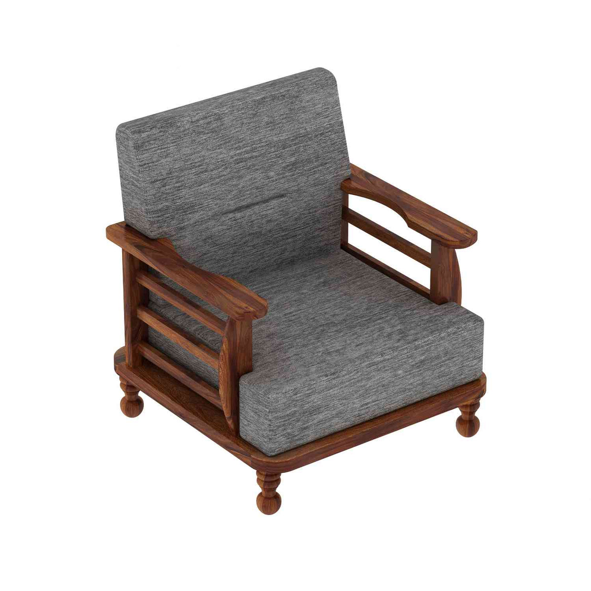 Feelinn Solid Sheesham Wood Five Seater Sofa Set (3+1+1, Natural Finish)