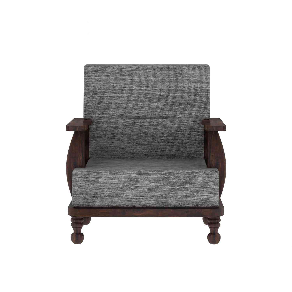 Feelinn Solid Sheesham Wood Five Seater Sofa Set With Coffee Table (3+1+1, Walnut Finish)