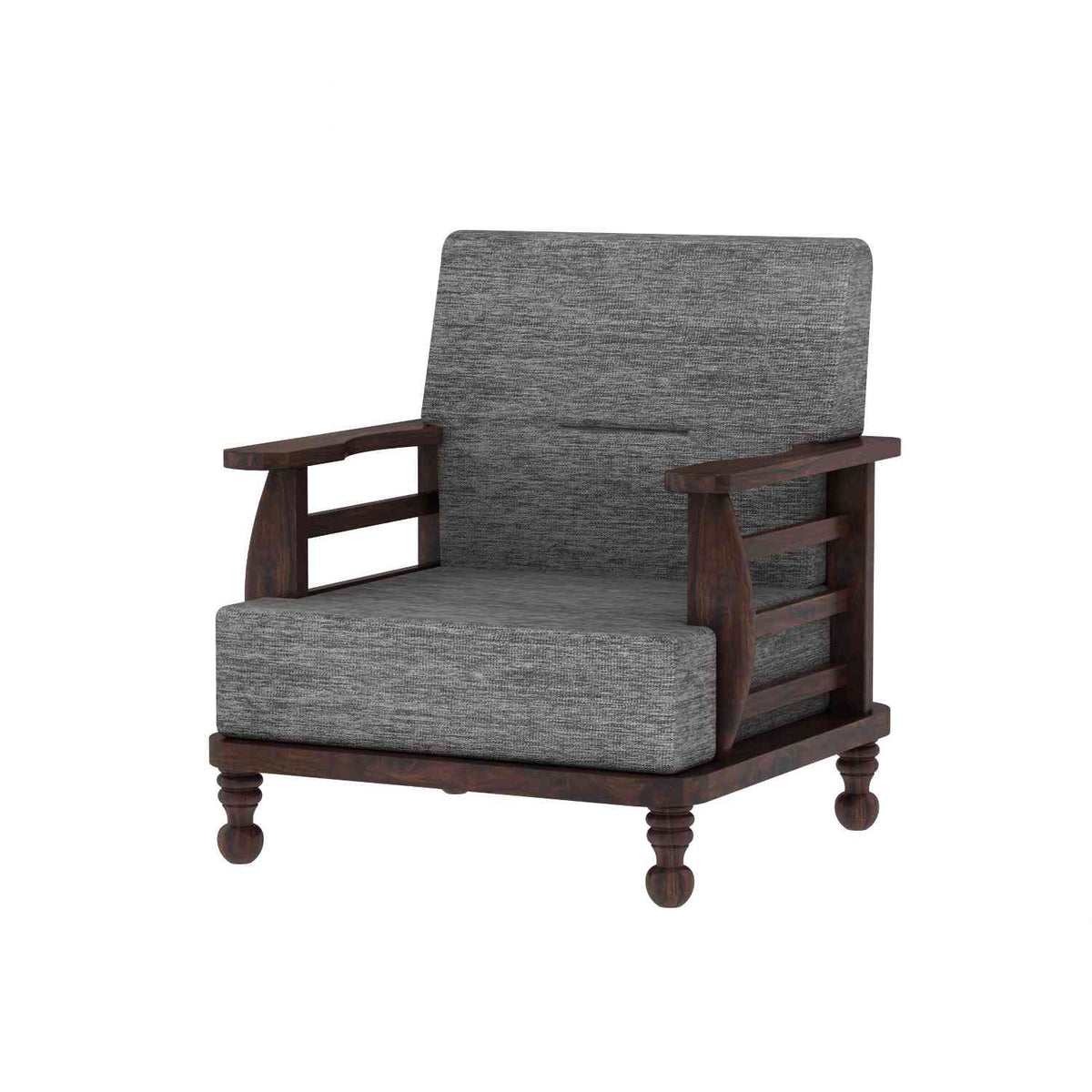 Feelinn Solid Sheesham Wood Five Seater Sofa Set (3+1+1, Walnut Finish)