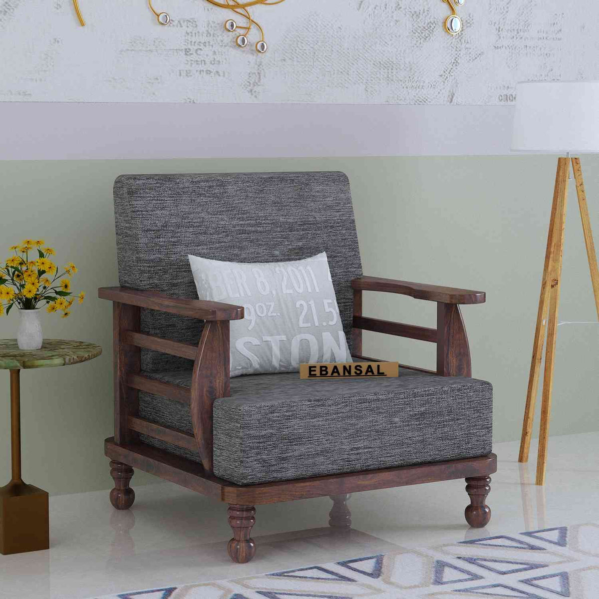 Feelinn Solid Sheesham Wood Five Seater Sofa Set (3+1+1, Walnut Finish)