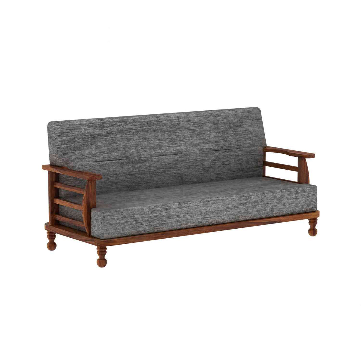 Feelinn Solid Sheesham Wood Five Seater Sofa Set (3+2, Natural Finish)