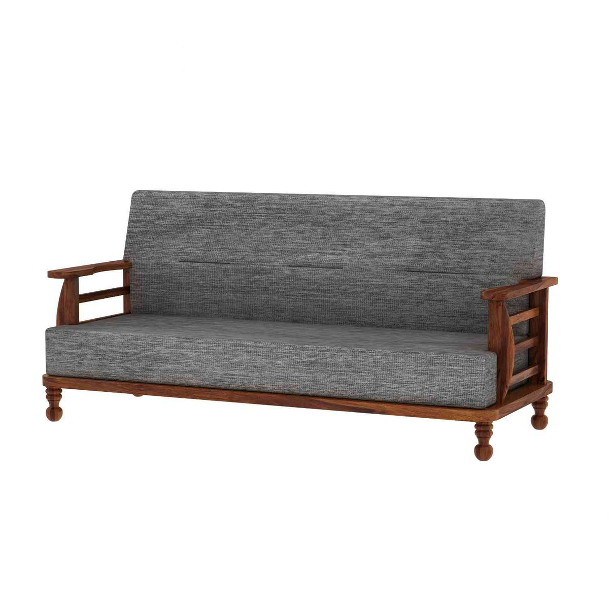 Feelinn Solid Sheesham Wood Five Seater Sofa Set (3+1+1, Natural Finish)