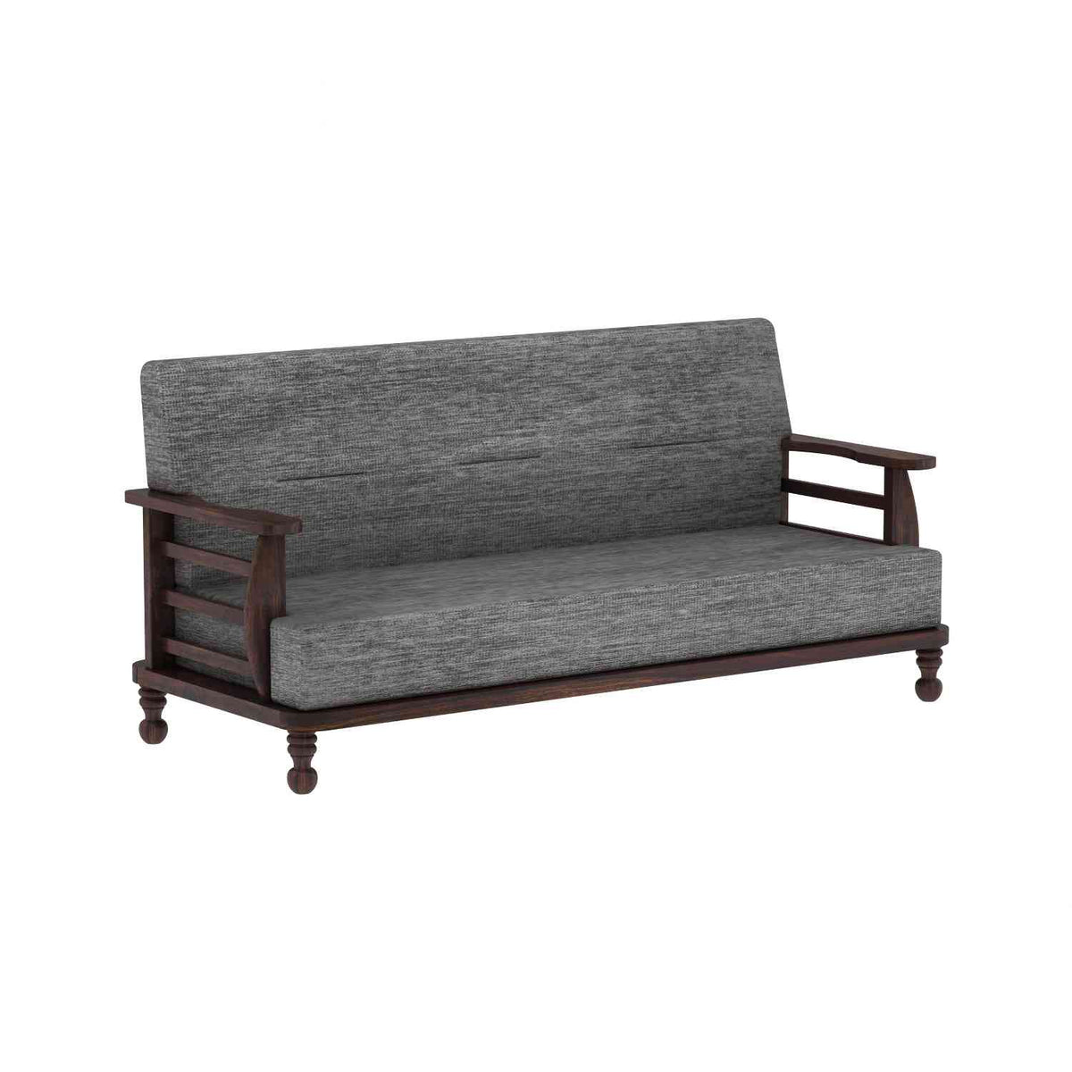 Feelinn Solid Sheesham Wood Five Seater Sofa Set With Coffee Table (3+2, Walnut Finish)
