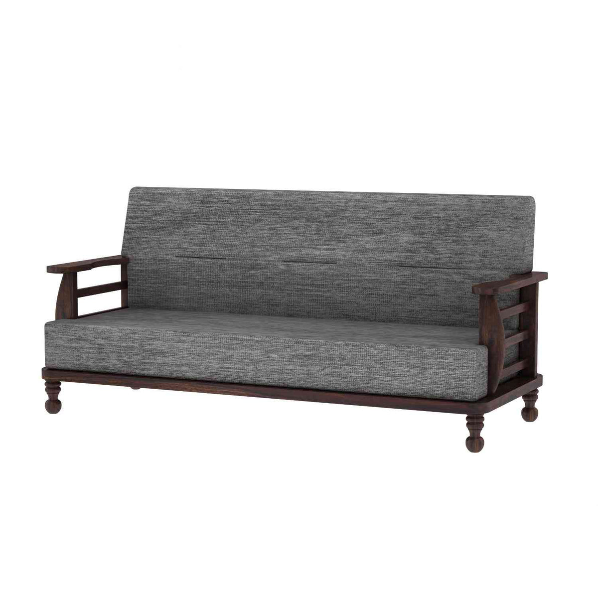 Feelinn Solid Sheesham Wood Five Seater Sofa Set (3+1+1, Walnut Finish)