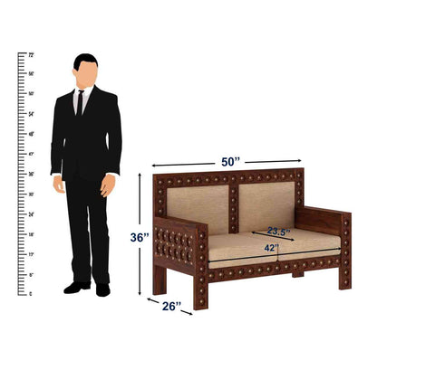 Maharana Solid Sheesham Wood 2 Seater Sofa (Natural Finish)