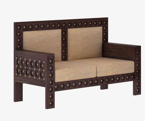 Maharana Solid Sheesham Wood 2 Seater Sofa (Walnut Finish)