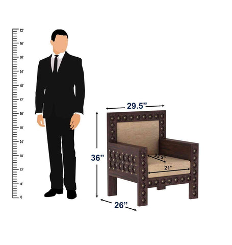 Maharana Solid Sheesham Wood 1 Seater Sofa (Walnut Finish)