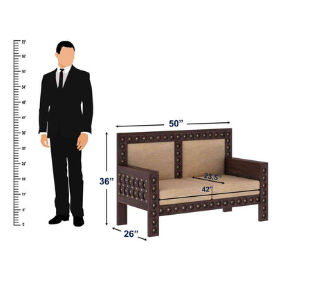 Maharana Solid Sheesham Wood 4 Seater Sofa Set With Coffee Table (2+1+1, Walnut Finish)