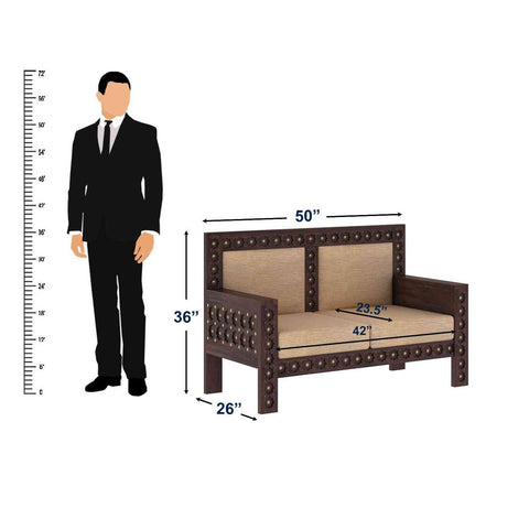 Maharana Solid Sheesham Wood 2 Seater Sofa (Walnut Finish)