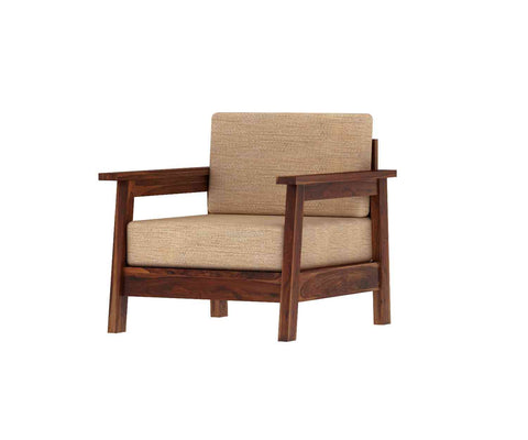 Minimal Solid Sheesham Wood 1 Seater Sofa (Natural Finish)