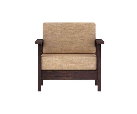 Minimal Solid Sheesham Wood 5 Seater Sofa With Coffee Table (3+1+1, Walnut Finish)