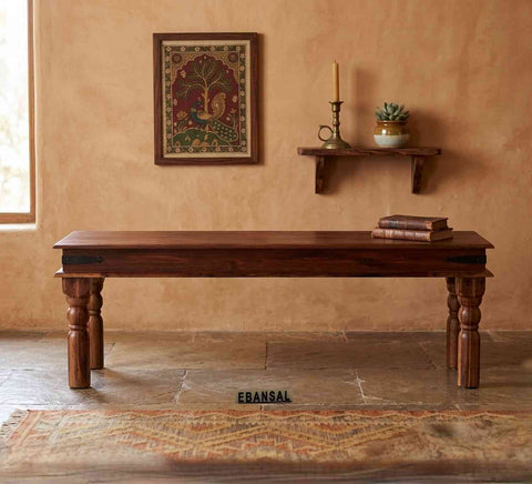 Ajmer Solid Sheesham Wood 2 Seater Bench (Natural Finish)