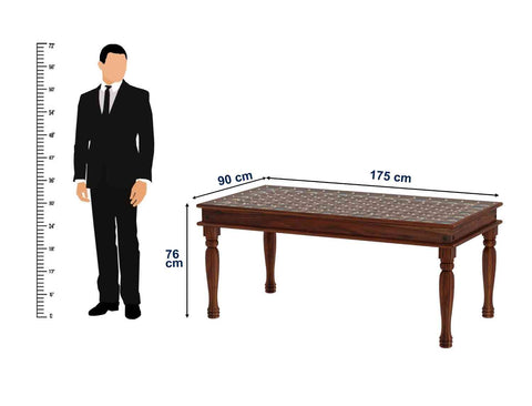 Maharana Solid Sheesham Wood 6 Seater Dining Set (Design 3, Natural Finish)