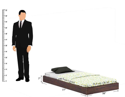 Livinn Solid Sheesham Wood Trundle Bed (Walnut Finish)