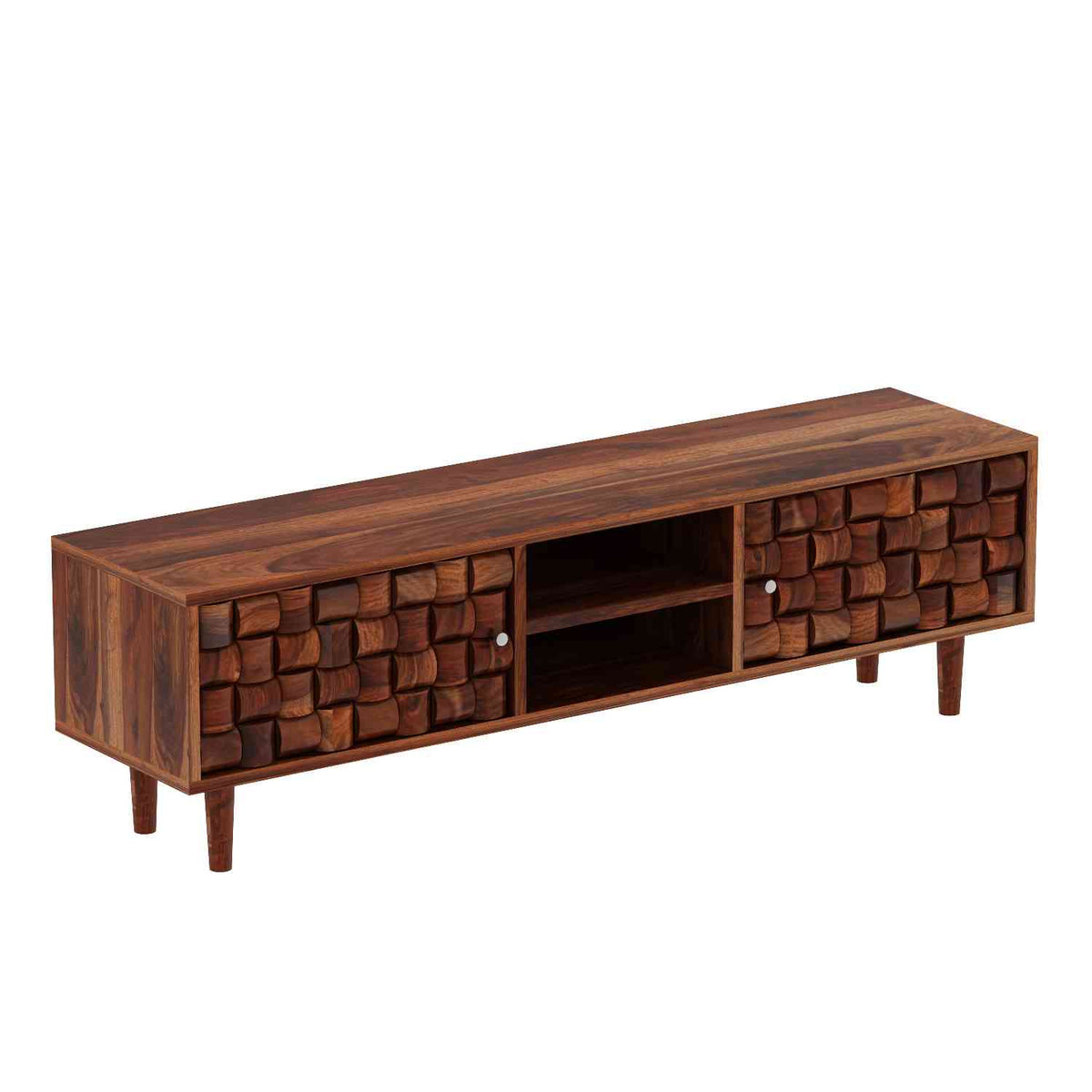 Olivia Solid Sheesham Wood TV Unit (Natural Finish)