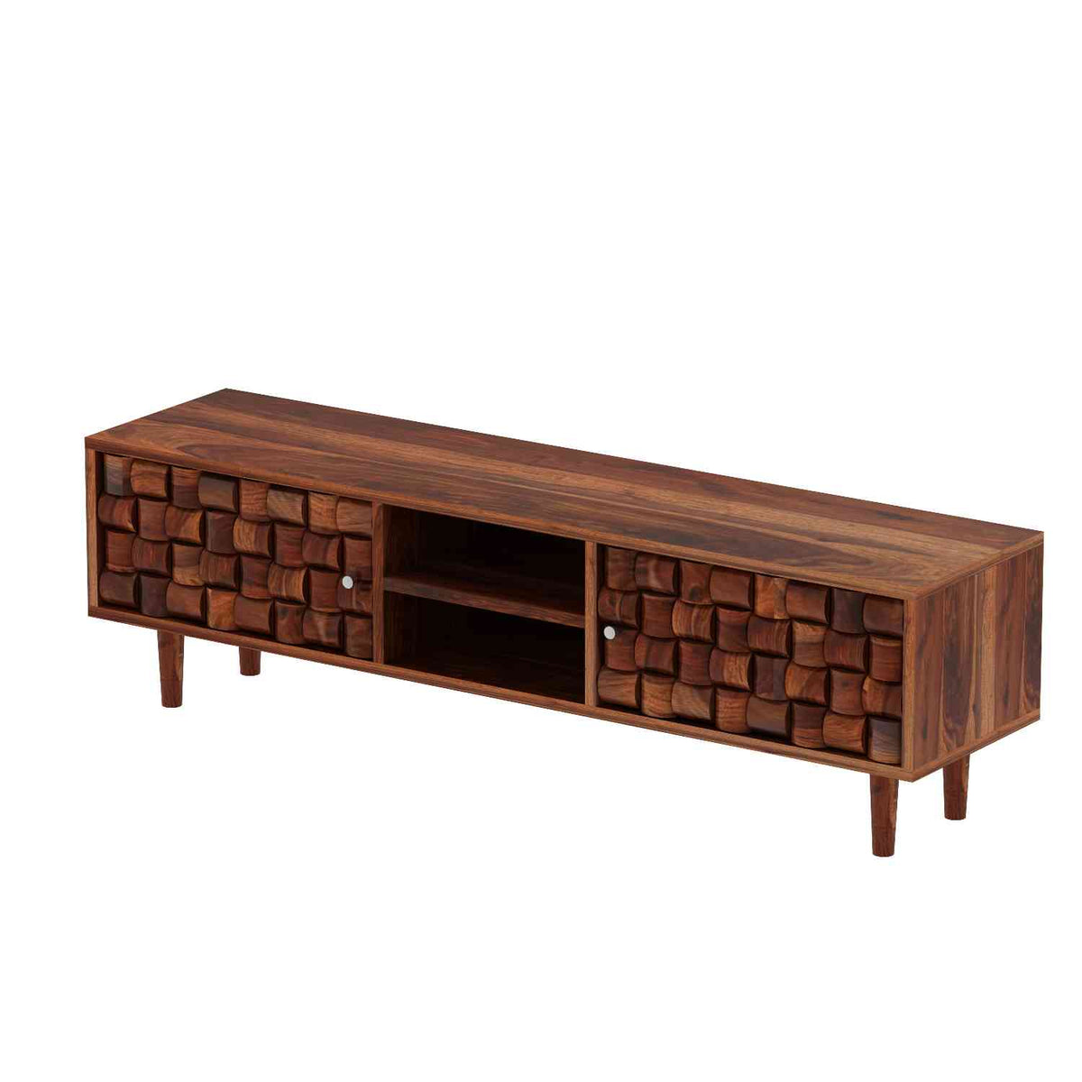 Olivia Solid Sheesham Wood TV Unit (Natural Finish)