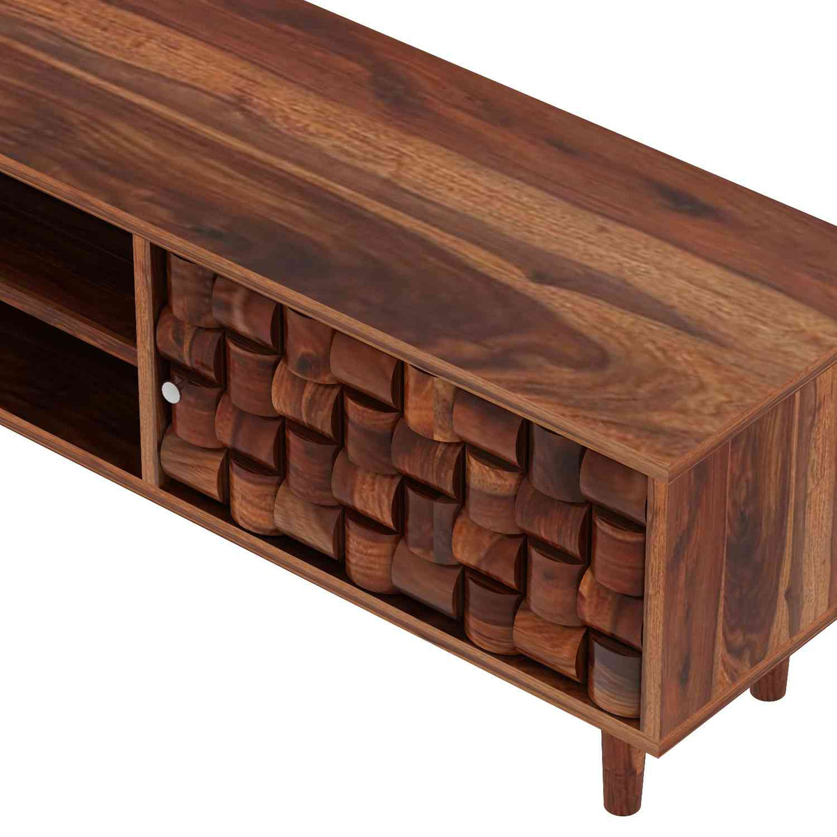 Olivia Solid Sheesham Wood TV Unit (Natural Finish)