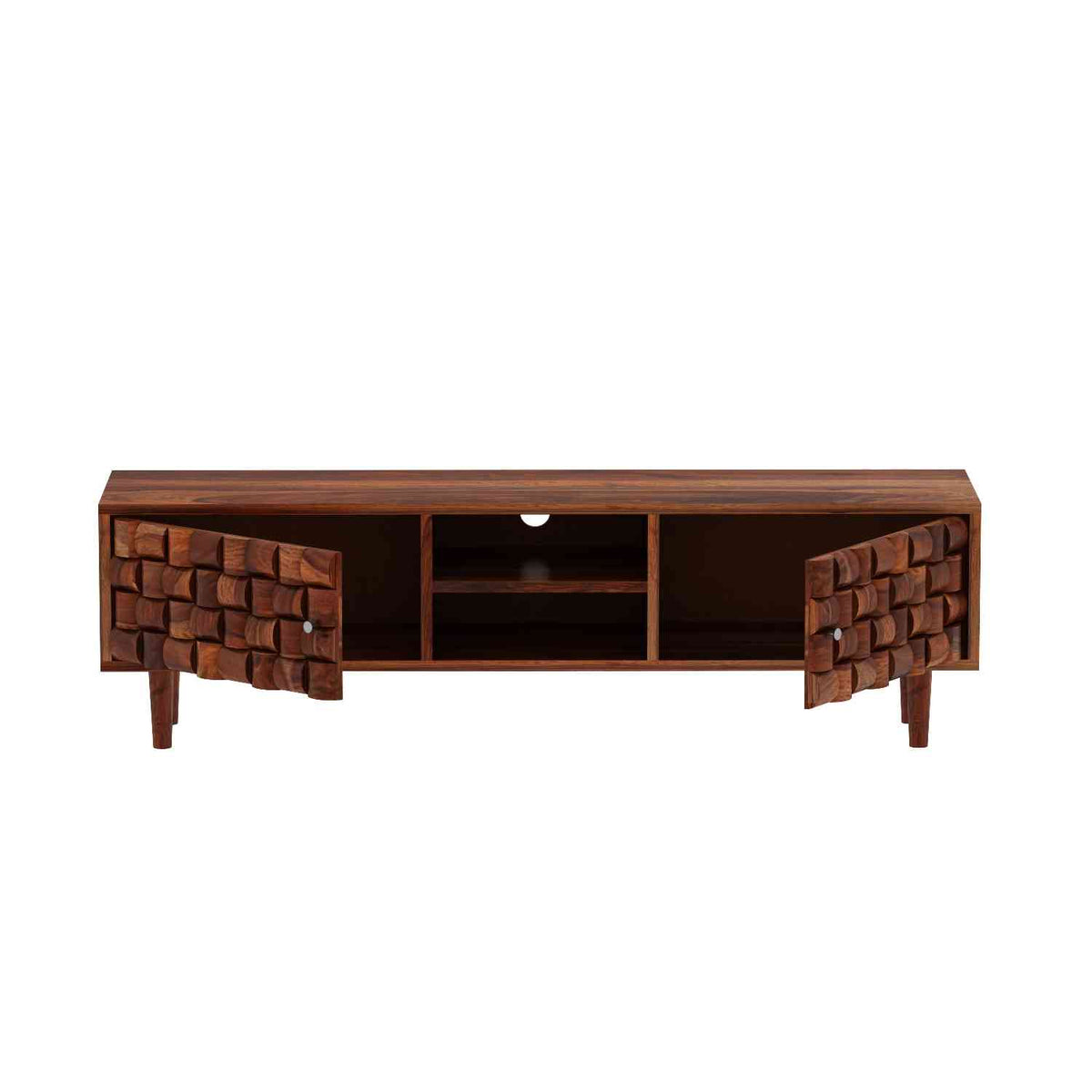 Olivia Solid Sheesham Wood TV Unit (Natural Finish)