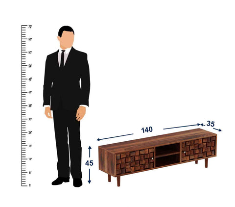 Olivia Solid Sheesham Wood TV Unit (Natural Finish)