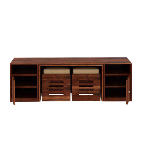 Maria Solid Sheesham Wood TV Unit With Coffee Table (Natural Finish)
