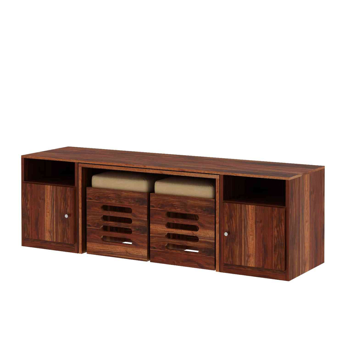 Maria Solid Sheesham Wood TV Unit With Coffee Table (Natural Finish)