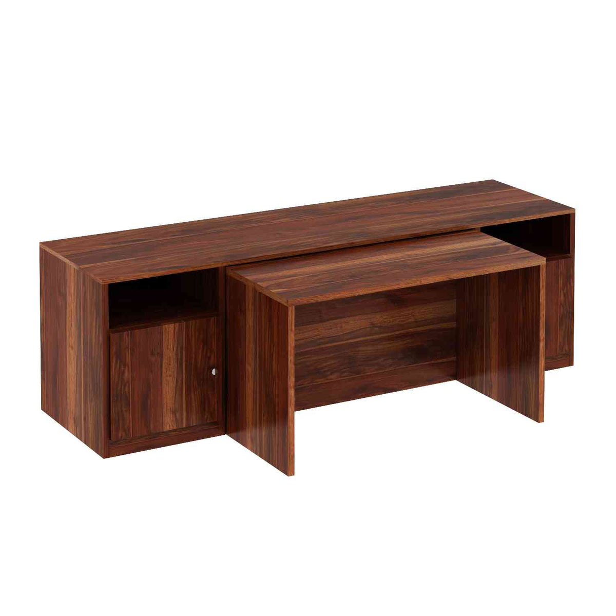 Maria Solid Sheesham Wood TV Unit With Coffee Table (Natural Finish)
