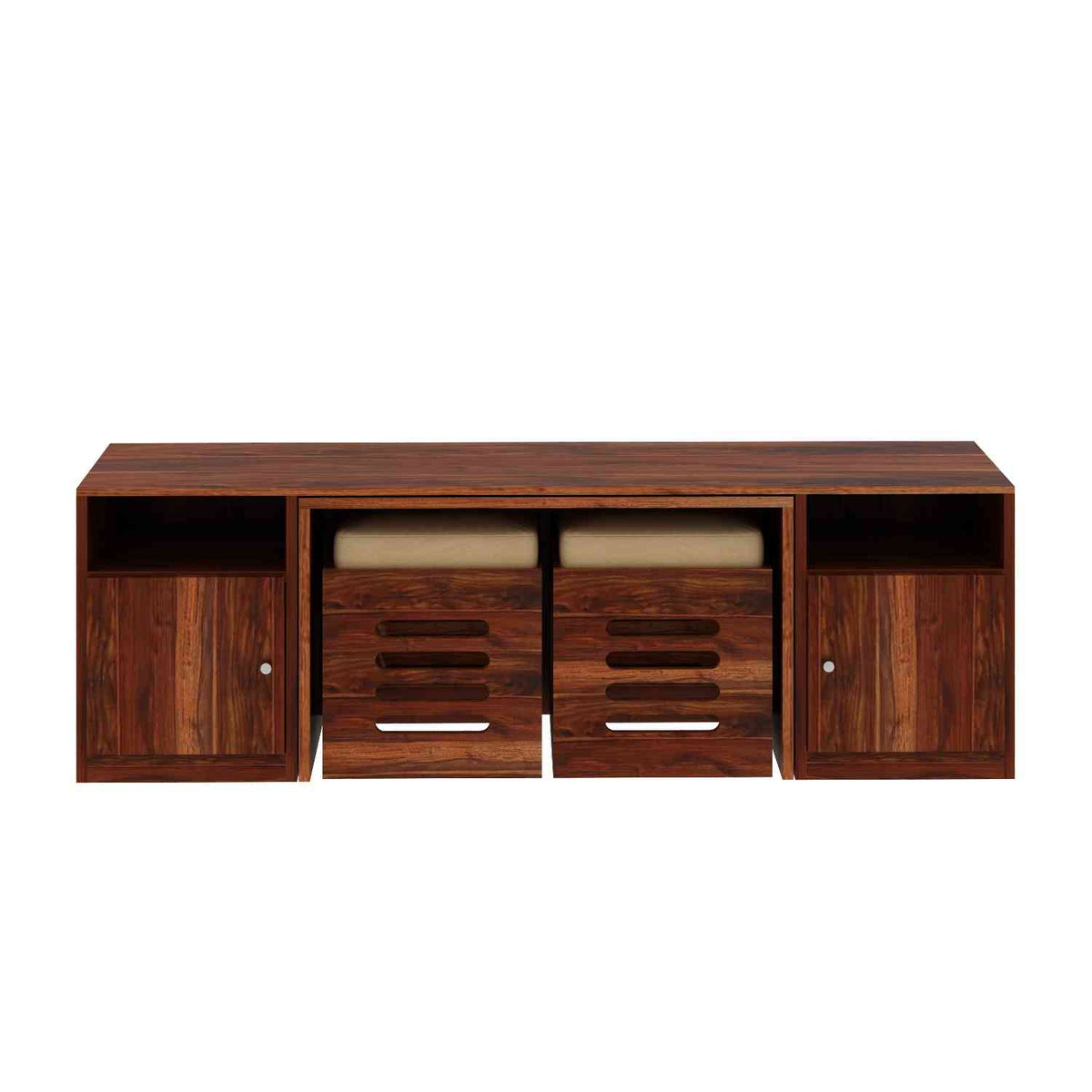 Maria Solid Sheesham Wood TV Unit With Coffee Table (Natural Finish)
