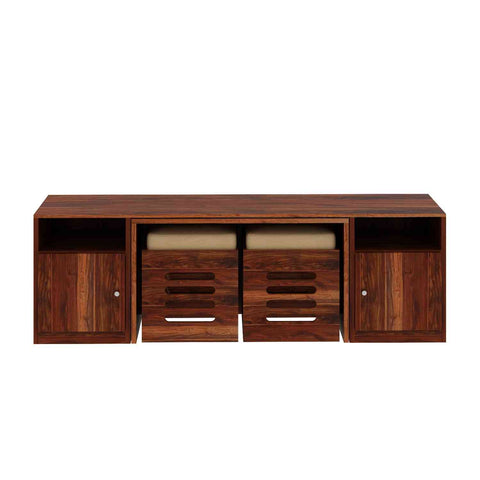 Maria Solid Sheesham Wood TV Unit With Coffee Table (Natural Finish)